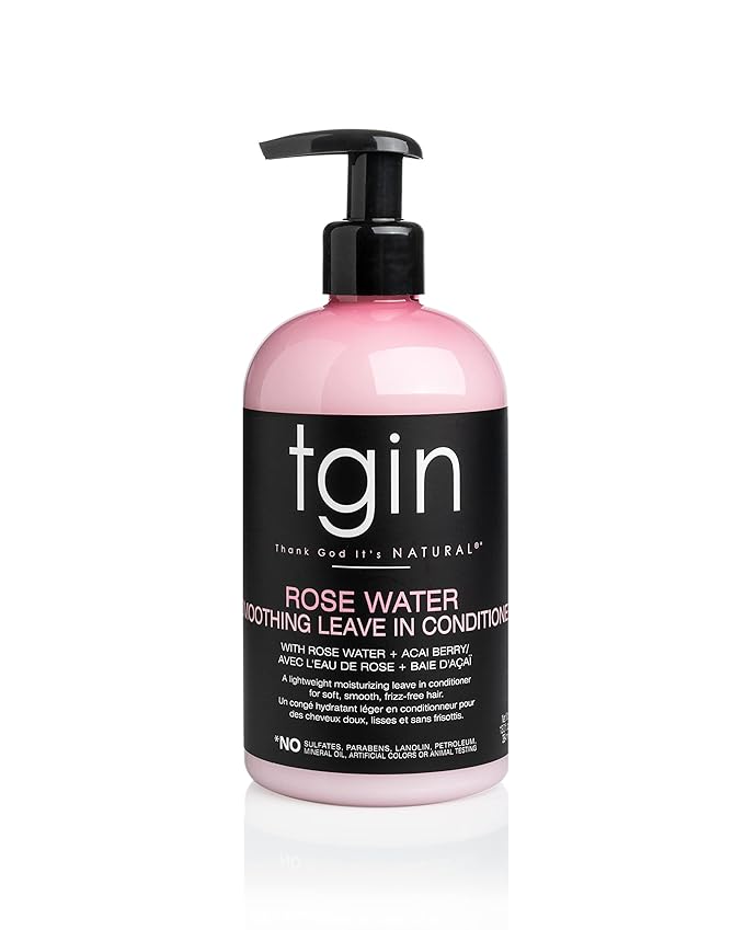 Tgin Rose Water Smoothing Leave-In Conditioner for Natural Hair - Protective Styles - Curls - Waves - Detangler - Great for low porosity hair