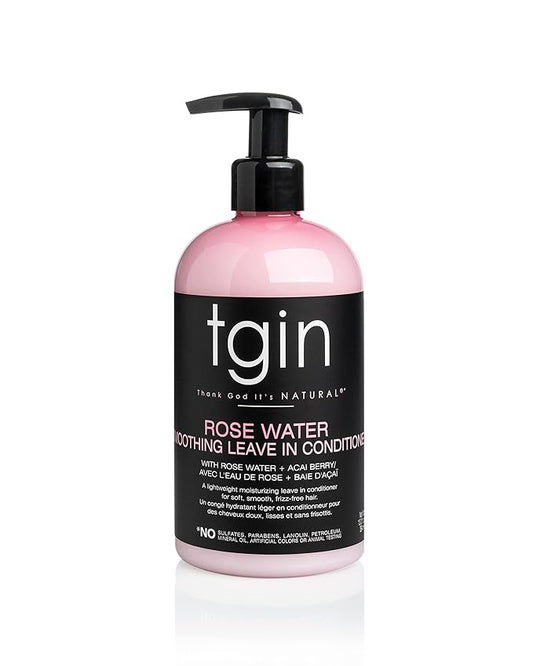 Tgin Rose Water Smoothing Leave-In Conditioner for Natural Hair - Protective Styles - Curls - Waves - Detangler - Great for low porosity hair