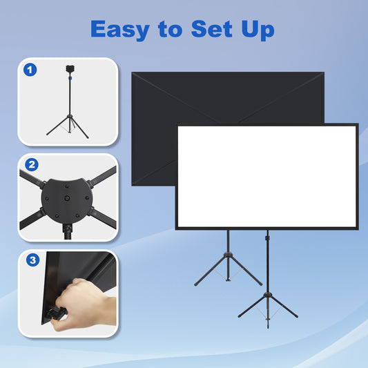 Excelimage Portable Projector Screen with Stand, Outdoor Movie Screen, 80 Inch 16:9 Tripod Projection Screen